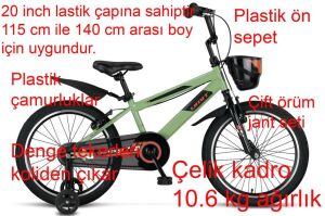 Ümit Faster 20 Jant Erkek Çocuk Bisikleti 2021 (115-140 cm arası boy) Olive Green Turuncu