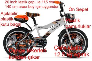 Ümit Tiger 20 Jant Erkek Çocuk Bisikleti 2045 (115-140 cm arası boy) Nardo Gri Turuncu