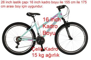 Salcano Lily 26 Jant 16 Kadro Kadın Bisikleti (155 cm ve üstü boy) Turkuaz Mor
