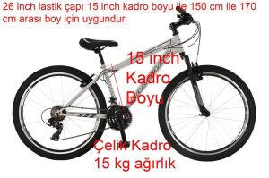 Salcano Lion 26 Jant 15 Kadro Pabuç Fren Bisiklet (150-170 cm boy) Açık Gri Siyah