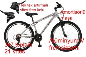 Salcano Lion 26 Jant 15 Kadro Pabuç Fren Bisiklet (150-170 cm boy) Açık Gri Siyah