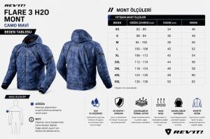 Revit Flare 3 H2O Erkek 4 Mevsim Motosiklet Montu Aa Sertifikalı Ce Korumalı Alc Motosiklet Mavi - MEDIUM