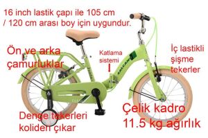 Salcano Flyer 16 Folda Katlanabilir Çoçuk Bisikleti (105/120 cm arası boy) Fıstık Yeşil
