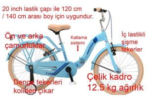 Salcano Flyer 20 Folda Katlanabilir Çoçuk Bisikleti (120 ile140 cm arası boy) Açık Mavi