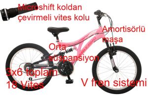 Salcano Helen 20 Jant Vitesli Kız Çocuk Bisikleti (120 cm ile  145 cm arası boy) Pudra Pembe