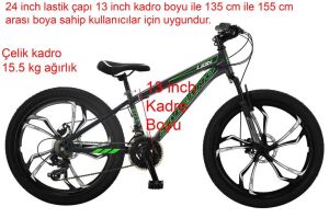 Salcano Lion  24 MD13 Mono Disk Fren Bisiklet (135 ile 155cm arası boy) Siyah Yeşil