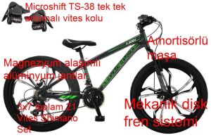 Salcano Lion  24 MD13 Mono Disk Fren Bisiklet (135 ile 155cm arası boy) Siyah Yeşil