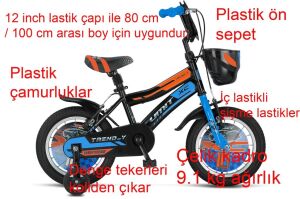 Ümit Trend-Y 12 Jant Erkek Çocuk Bisikleti 1202 (80-100 cm arası boy) Siyah Turuncu Mavi