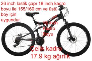 Salcano Nova 26MD Disk Fren Çift Amortisörlü Bisiklet (160 cm üstü boy) Siyah Gri Kırmızı