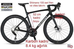 Mosso R16 SR7.2  Karbon Yol Yarış Bisikleti 2x12 105 set 52 Kadro Siyah