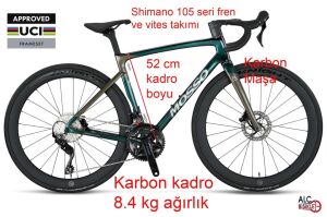 Mosso R16 SR7.2  Karbon Yol Yarış Bisikleti 2x12 105 set 52 Kadro Mistik Mor Gri