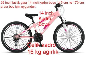 Ümit Luna 26 Jant Kadın Bisikleti 2669 (145-170 cm arası boy) Toz Pembe