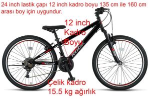 Ümit Rock 24 Jant Dağ Bisikleti 2468 (135-155 cm arası boy) Siyah Kırmızı