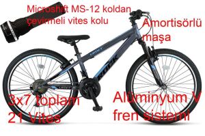 Ümit Rock 24 Jant Dağ Bisikleti 2468 (135-155 cm arası boy) Antrasit Mavi
