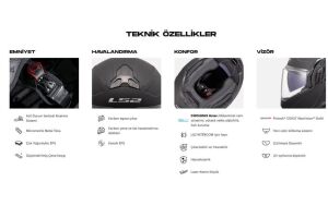 LS2 Advant 2 Triple Çene Açılır Motosiklet Kaskı ECE 22.06 sertifikalı MEDIUM