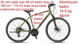 Mosso Legarda Pro X21 MSM H Şehir Bisikleti 21 Vites 46 Kadro (165 cm üstü boy) Yeşil Siyah