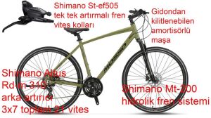 Mosso Legarda Pro X21 MSM H Şehir Bisikleti 21 Vites 46 Kadro (165 cm üstü boy) Yeşil Siyah