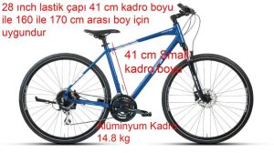 Carraro Sportive 225 Şehir Bisikleti Hidrolik Fren 24 Vites 41 Kadro (160 ile 170 cm arası boy) Metalik Lacivert Gümüş