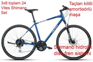 Carraro Sportive 225 Şehir Bisikleti Hidrolik Fren 24 Vites 41 Kadro (160 ile 170 cm arası boy) Metalik Lacivert Gümüş