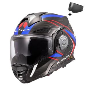 LS2 Advant X Karbon Future 2 Çene Açılır Hafif Motosiklet Kaskı ECE 22.06 sertifikalı Beyaz Mavi - LARGE