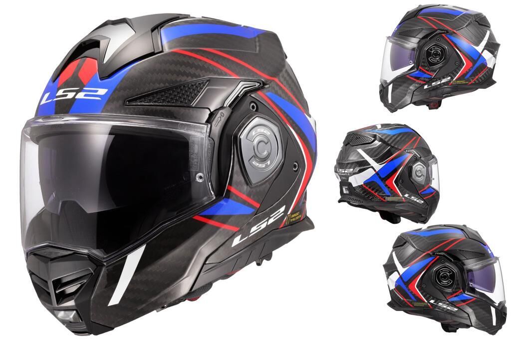 LS2 Advant X Karbon Future 2 Çene Açılır Hafif Motosiklet Kaskı ECE 22.06 sertifikalı Beyaz Mavi - XLARGE