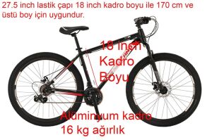 Salcano NG300 27.5MD 18 Kadro Disk Fren Dağ Bisikleti (170/180 cm arası boy) Siyah Kırmızı