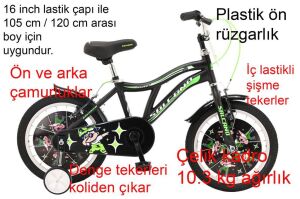 Salcano Badboy 16 Jant Erkek Çocuk Bisikleti (105 ile120 cm arası boy) Siyah Yeşil