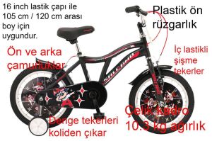 Salcano Badboy 16 Jant Erkek Çocuk Bisikleti (105 ile120 cm arası boy) Siyah Kırmızı