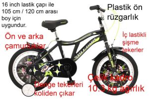 Salcano Badboy 16 Jant Erkek Çocuk Bisikleti (105 ile120 cm arası boy) Siyah Sarı