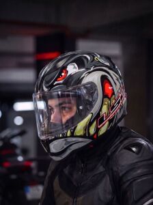 LS2 Rapid 2 Spox Motosiklet Kapalı Kask Ece 22.06 Sertifikalı Alc Motosiklet Gri Kırmızı - MEDIUM