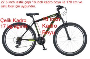 Salcano Lion 27.5 Jant 18 Kadro Dağ Bisikleti (170 Cm Üstü Boy) Siyah Yeşil