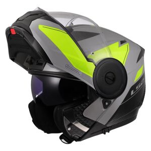 LS2 Scope 2 Duria Çene Açılır Motosiklet Kaskı ECE 22.06 sertifikalı dahili güneş vizörü Gri Neon Sarı - MEDIUM