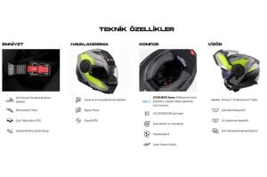 LS2 Scope 2 Duria Çene Açılır Motosiklet Kaskı ECE 22.06 sertifikalı dahili güneş vizörü Gri Neon Sarı - MEDIUM