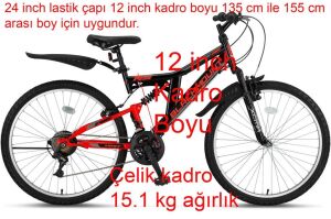 Ümit Blackmount 24 Jant Çift Amortisörlü Bisiklet 2429 (135-155 cm arası boy) Kırmızı Siyah