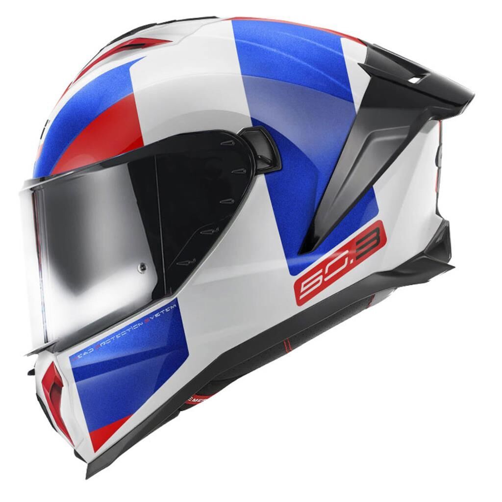 Givi 50.3 Vision Full Face Motosiklet Kaskı ECE 22.06 sertifikalı, dahili güneş vizörü,,gözlük yuvalı, Pinlock dahil Beyaz Mavi Kırmızı - XLARGE
