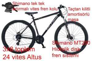 Salcano NG Team 200-24 29HD 15 Kadro 24 Vites Yetişkin Kısa Boy Dağ Bisikleti (155 / 170 cm arası boy) Siyah Gümüş