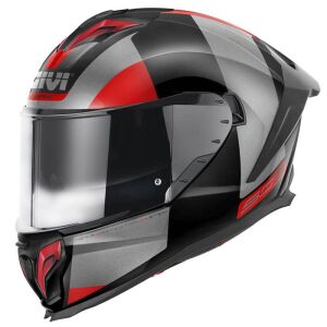 Givi 50.3 Vision Full Face Motosiklet Kaskı ECE 22.06 sertifikalı, dahili güneş vizörü,,gözlük yuvalı, Pinlock dahil Siyah Titanuim Kırmızı - XLARGE