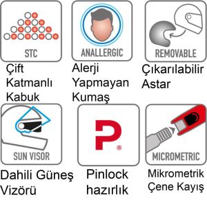 Givi 50.9 Assault Full Face Motosiklet Kaskı ECE 22.06 sertifikalı, güneş vizörü,  Pinlock dahil Siyah Kırmızı - MEDIUM