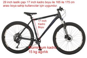Salcano NG Future 29HD 17 Kadro 1x9 Vites Hidrolik Fren Dağ Bisikleti (165 ile175 cm arası boy) Siyah Mavi