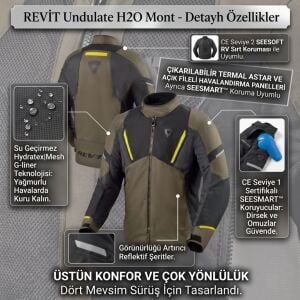Revit Undulate H2O Su Geçirmez Motosiklet Montu A Sertifikalı Ce Korumalı Alc Motosiklet Tarmac Antrasit - MEDIUM