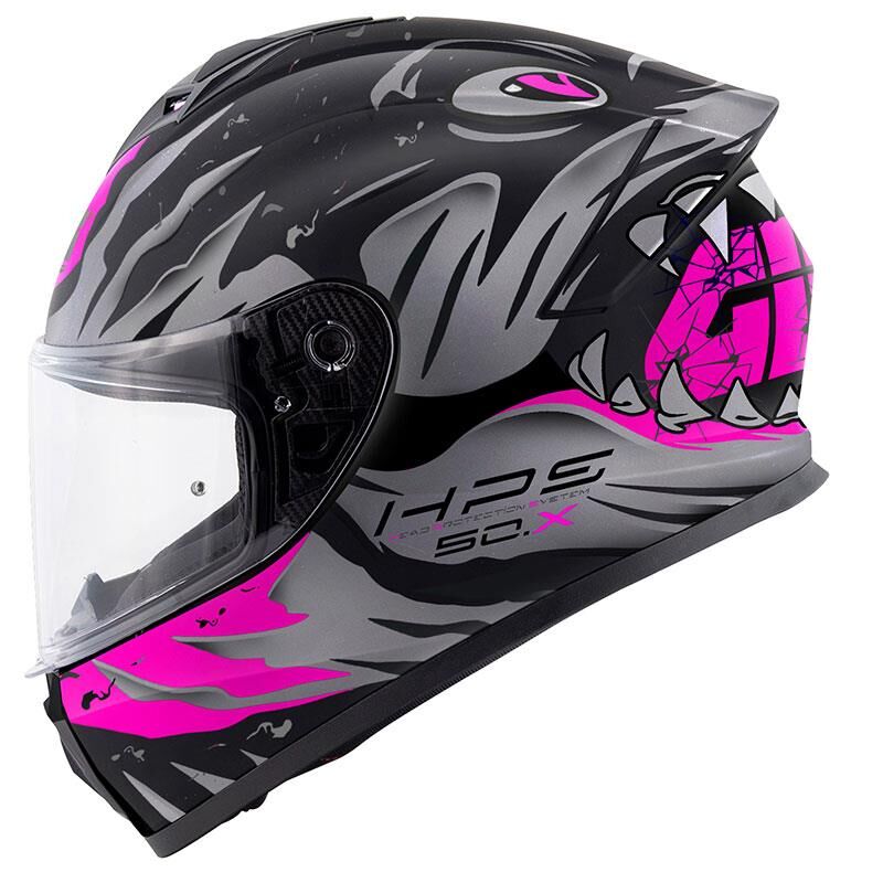 Givi 50.X Sharkbite Full Face Motosiklet Kaskı ECE 22.06 sertifikalı Mat Siyah Gri Pembe - XSMALL
