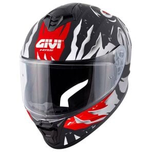 Givi 50.X Sharkbite Full Face Motosiklet Kaskı ECE 22.06 sertifikalı Mat Siyah Beyaz Kırmızı - LARGE