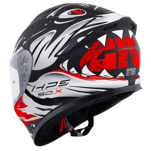 Givi 50.X Sharkbite Full Face Motosiklet Kaskı ECE 22.06 sertifikalı Mat Siyah Beyaz Kırmızı - LARGE