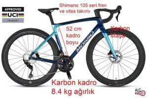 Mosso R16 SR7.2  Karbon Yol Yarış Bisikleti 2x12 105 set 52 Kadro Lacivert Denim Mavi