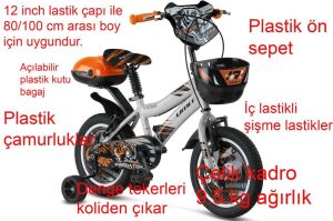 Ümit Tiger 12 Jant Erkek Çocuk Bisikleti 1245 (80-100 cm arası boy) Nardo Gri Turuncu
