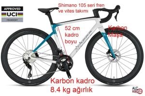 Mosso R16 SR7.2  Karbon Yol Yarış Bisikleti 2x12 105 set 52 Kadro Shark Gri Beyaz
