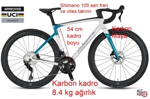 Mosso R16 SR7.2  Karbon Yol Yarış Bisikleti 2x12 105 set 54 Kadro Shark Gri Beyaz