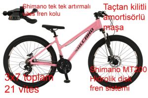 Salcano NG Team 200 24HD 13 Unısex Kadro Hidrolik Disk Fren Dağ Bisikleti (135 / 155 cm arası boy) Pudra Pembe