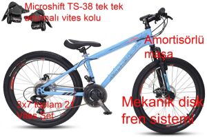 Salcano Lion 24 MD13 Disk Fren Bisiklet (135 ile 155cm arası boy) Açık Mavi Siyah Turuncu
