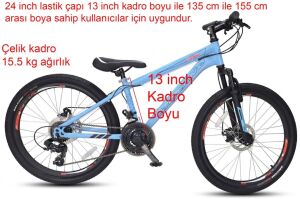 Salcano Lion 24 MD13 Disk Fren Bisiklet (135 ile 155cm arası boy) Açık Mavi Siyah Turuncu